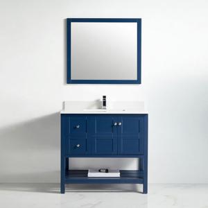 Austin Collection 36" Left Vanity (Solid Wood) - Navy Blue - Call for Price