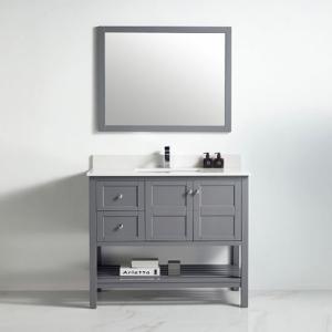 Austin Collection 42" Left Vanity (Solid Wood) - Rock Grey - Call for Price