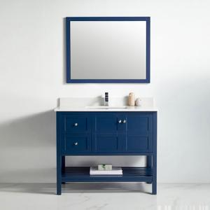 Austin Collection 42" Left Vanity (Solid Wood) - Navy Blue - Call for Price