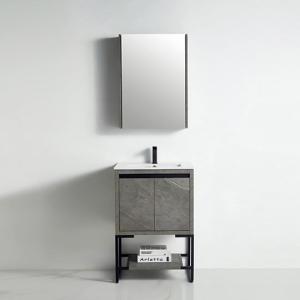 Zurich Collection 24" Single Vanity (Solid Wood) - Grey Marble Grain - Call for Price