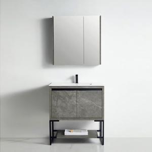 Zurich Collection 32" Single Vanity (Solid Wood) - Grey Marble Grain - Call for Price