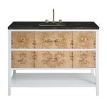 Olena 48" Single Vanity, Light Mappa Burl and Polished White, w/ 3 CM Phantome Eclos Top