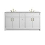 Bellshire 72" Double Vanity, Bright White w/ 3 CM Victorian Silver Silestone Top