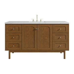 Laurent 60" Single Vanity, Honey Oak w/ 3 CM Ethereal Noctis Silestone Top