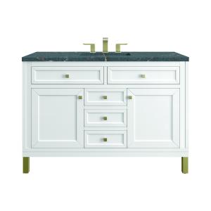Chicago 48" Single Vanity, Glossy White, w/ 3 CM Parisien Bleu Silestone® Top w/FreePower Wireless Charger