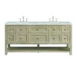 Breckenridge 72" Double Vanity, Whitewashed Oak w/ 3 CM Victorian Silver Silestone Top w/FreePower Wireless Charger