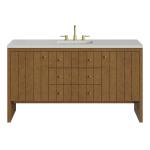 Hudson 60" Single Vanity, Honey Oak w/ 3 CM Lime Delight Silestone Top