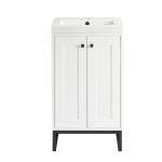 Chianti 20" Single Vanity, Glossy White, Matte Black, w/ White Glossy Composite Stone Top