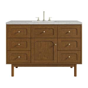 Laurent 48" Single Vanity, Honey Oak w/ 3 CM Eternal Jasmine Pearl Silestone Top w/FreePower Wireless Charger