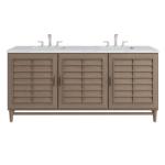 Portland 72IN Double Vanity Whitewashed Walnut w/ 3 CM Ethereal Noctis Silestone Top w/FreePower Wireless Charger