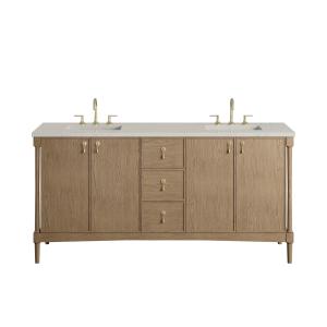 Kinnsden 72" Double Vanity, Weathered Oak w/ 3 CM Siberian Silestone Top