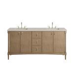 Kinnsden 72" Double Vanity, Weathered Oak w/ 3 CM Siberian Silestone Top w/FreePower Wireless Charger