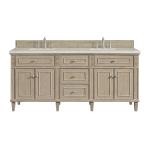 Lorelai 72" Double Vanity, Whitewashed Oak, w/ 3 CM Siberian Silestone Top w/FreePower Wireless Charger