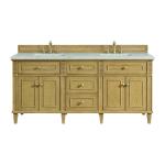 Lorelai 72" Double Vanity, Light Natural Oak w/ 3 CM Eternal Jasmine Pearl Silestone Top w/FreePower Wireless Charger