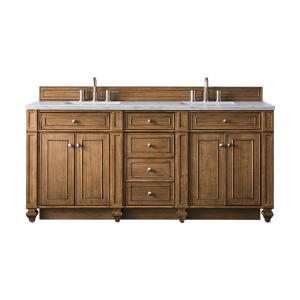 Bristol 72" Double Vanity, Saddle Brown w/ 3 CM Eternal Jasmine Pearl Silestone Top w/FreePower Wireless Charger