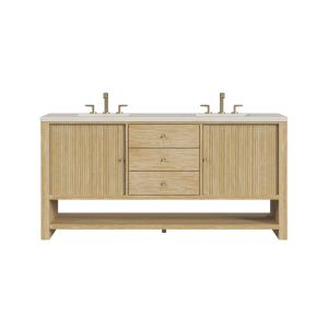 Marigot 72" Double Vanity, Sunwashed Oak, w/ 3 CM Siberian Silestone Top