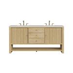 Marigot 72" Double Vanity, Sunwashed Oak, w/ 3 CM Siberian Silestone Top