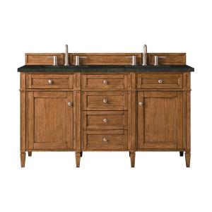 Brittany 60" Double Vanity, Saddle Brown, w/ 3 CM Phantome Eclos Top