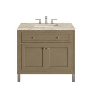 Chicago 36" Single Vanity, Walnut Whisper, w/ 3 CM Tajnar Eclos Top