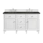 Lorelai 60" Double Vanity, Bright White, w/ 3 CM Phantome Eclos Top