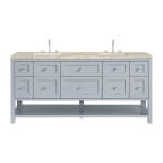 Breckenridge 72" Double Vanity, Serenity Blue, w/ 3 CM Tajnar Eclos Top w/FreePower Wireless Charger