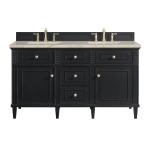 Lorelai 60" Double Vanity, Black Onyx, w/ 3 CM Tajnar Eclos Top w/FreePower Wireless Charger