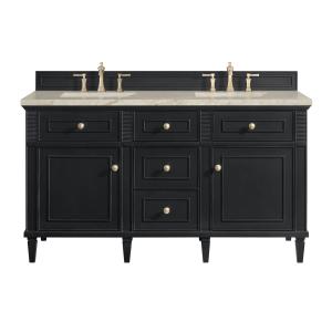 Lorelai 60" Double Vanity, Black Onyx, w/ 3 CM Tajnar Eclos Top w/FreePower Wireless Charger