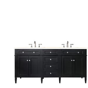 Brittany 72" Double Vanity, Black Onyx w/ 3 CM Eternal Marfil Silestone Top
