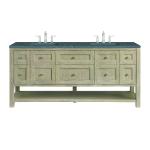Breckenridge 72" Double Vanity, Whitewashed Oak w/ 3 CM Parisien Bleu Silestone Top w/FreePower Wireless Charger