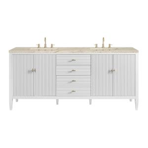 Myrrin 72" Vanity, Bright White, w/ 3 CM Tajnar Eclos Top w/FreePower Wireless Charger