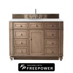 Bristol 48" Single Vanity, Whitewashed Walnut w/ 3 CM Eternal Jasmine Pearl Silestone Top w/ FreePower Wireless Charger