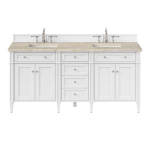 Brittany 72" Double Vanity in Bright White, w/ 3 CM Tajnar Eclos Top