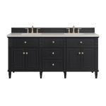 Lorelai 72" Double Vanity, Black Onyx, w/ 3 CM Siberian Silestone Top