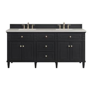 Lorelai 72" Double Vanity, Black Onyx, w/ 3 CM Siberian Silestone Top w/FreePower Wireless Charger