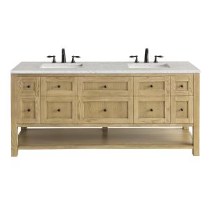 Breckenridge 72" Double Vanity, Light Natural Oak w/ 3 CM Eternal Jasmine Pearl Top w/FreePower Wireless Charger