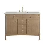 Kinnsden 48" Single Vanity, Weathered Oak w/ 3 CM Siberian Silestone Top w/FreePower Wireless Charger
