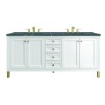 Chicago 72" Double Vanity, Glossy White, w/ 3 CM Parisien Bleu Silestone® Top