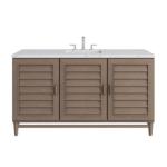 Portland 60IN Single Vanity Whitewashed Walnut w/ 3 CM Ethereal Noctis Silestone Top