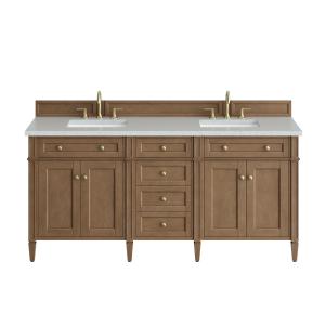 Brittany 72" Double Vanity, Pecan w/ 3 CM Lime Delight Silestone Top