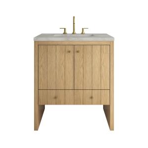 Hudson 30" Single Vanity, Light Natural Oak w/ 3 CM Victorian Silver Silestone Top