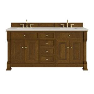 Brookfield 72" Double Vanity, Honey Oak, w/ 3 CM Siberian Silestone Top