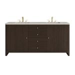 Gracyn 72" Double Vanity, Sable, w/ 3 CM Victorian Silver Quartz Widespread Top