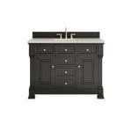 Brookfield 48" Single Vanity, Black Onyx, w/ 3 CM Siberian Silestone Top w/FreePower Wireless Charger