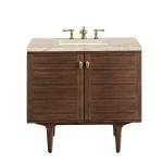 Amberly 36" Single Vanity, Mid-Century Walnut, w/ 3 CM Tajnar Eclos Top