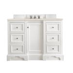 De Soto 48" Single Vanity, Bright White, w/ 3 CM Siberian Silestone Top