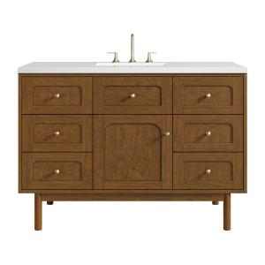 Laurent 48" Single Vanity, Honey Oak w/ 3 CM White Zeus Silestone Top