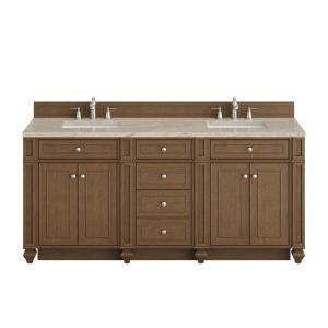 Bristol 72" Double Vanity, Saddle Brown, w/ 3 CM Tajnar Eclos Top