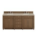 Bristol 72" Double Vanity, Saddle Brown, w/ 3 CM Tajnar Eclos Top