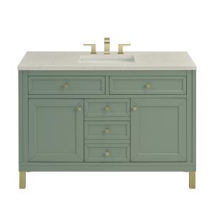 Chicago 48" Single Vanity, Smokey Celadon, w/ 3 CM Siberian Silestone Top