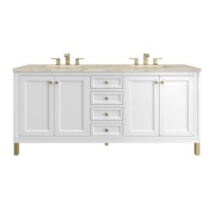Chicago 72" Double Vanity, Glossy White, w/ 3 CM Tajnar Eclos Top